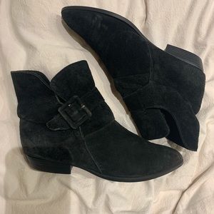 Vintage 80’s Black Suede Fold Up/Down ankle Boots